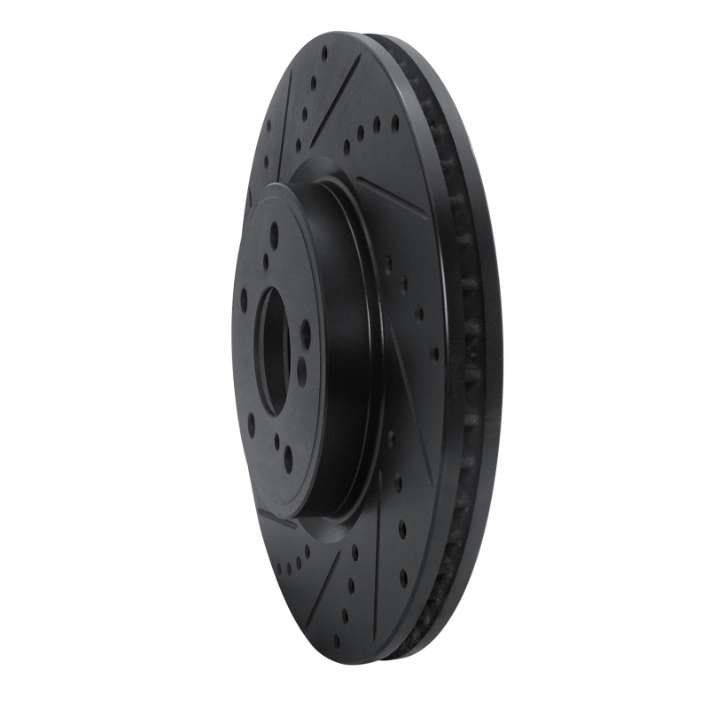 Acura Integra Brake Rotor (1) - Front Left - R1 Concepts - Drilled & Slotted - Black - `13-`25